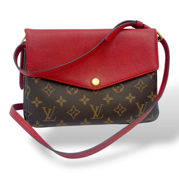 Monogram Twice Crossbody Bag With Red Leather - Picture 1 of 16